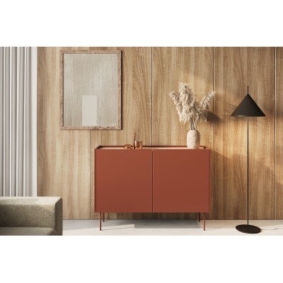 Komoda dwudrzwiowa Desin 120 cm - ceramic red / dąb nagano
