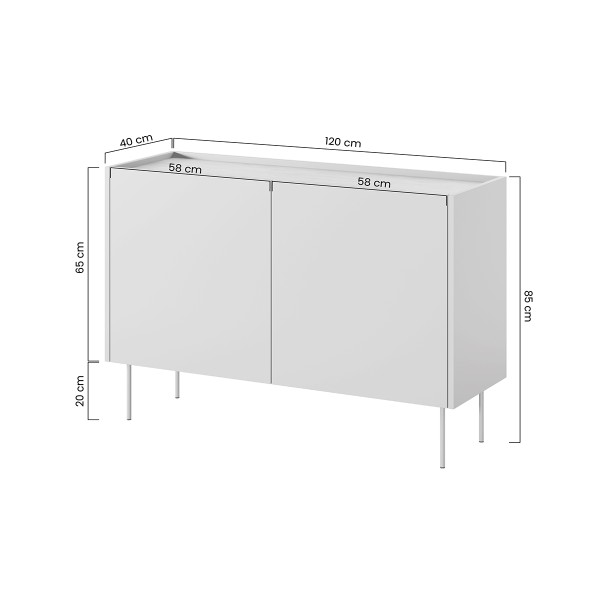 Komoda dwudrzwiowa z 2 ukrytymi szufladami Desin 120 cm - kaszmir / dąb nagano