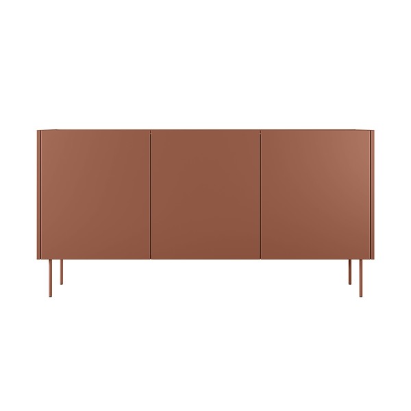 Komoda trzydrzwiowa z 2 ukrytymi szufladami Desin 170 cm - ceramic red / dąb nagano