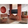 Komoda trzydrzwiowa z 4 ukrytymi szufladami Desin 170 cm - ceramic red / dąb nagano