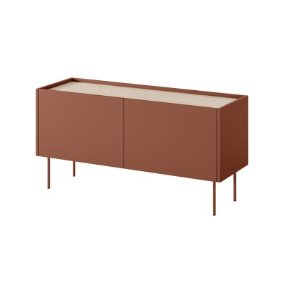 Szafka RTV dwudrzwiowa Desin 120 cm - ceramic red / dąb nagano