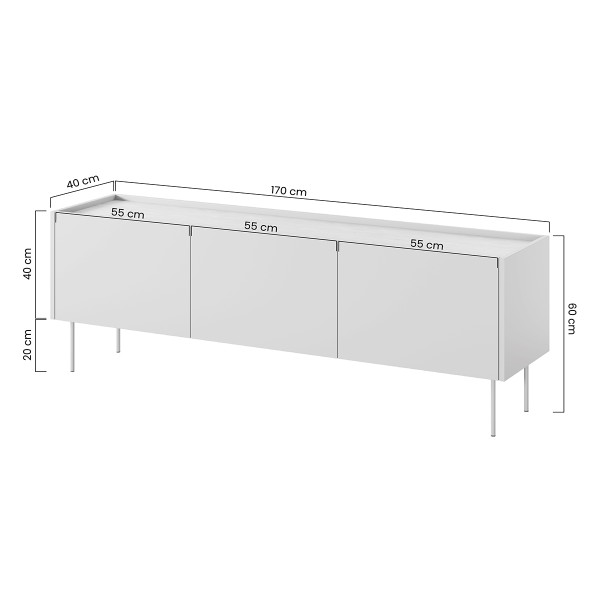 Szafka RTV trzydrzwiowa Desin 170 cm - ceramic red / dąb nagano