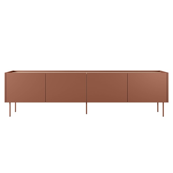 Szafka RTV czterodrzwiowa Desin 220 cm - ceramic red / dąb nagano