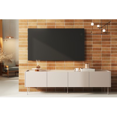 Szafka RTV czterodrzwiowa Desin 220 cm - kaszmir / dąb nagano