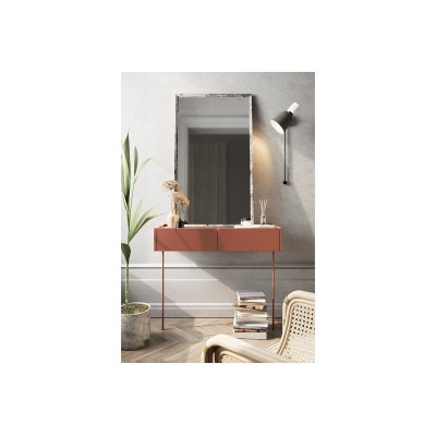 Konsola / toaletka z dwiema szufladami Desin 100 cm - ceramic red / dąb nagano
