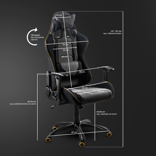 Fotel gamingowy EVOLVE GAMING PRO czarno-szarobeżowy-pomarańczowy Halmar