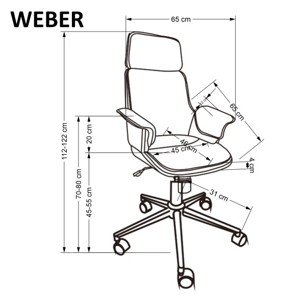 WEBER fotel gabinetowy orzechowy / czarny (1p1szt)