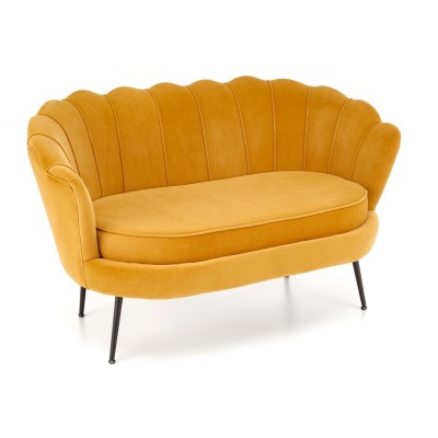 Sofa muszelka 2 osobowa AMORINITO 2 XL musztardowy + czarny Halmar