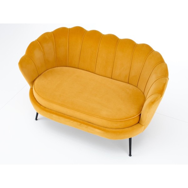 Sofa muszelka 2 osobowa AMORINITO 2 XL musztardowy + czarny Halmar