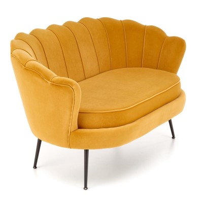 Sofa muszelka 2 osobowa AMORINITO 2 XL musztardowy + czarny Halmar