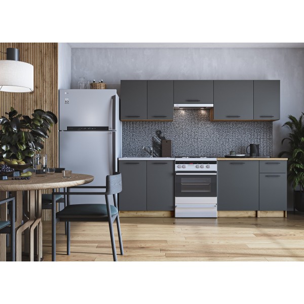 DARIA 240 kuchnia zestaw korpus: dąb craft, fronty: antracyt Halmar