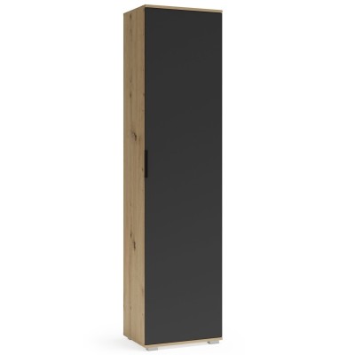 Wąska szafa do przedpokoju 50cm CLIF SL-50 dąb artisan / antracyt