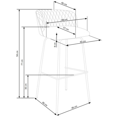 Stołki barowe H92 czarny + ciemny popiel Halmar