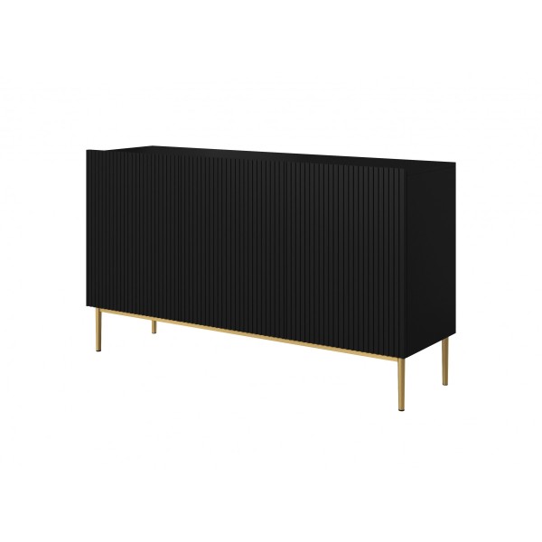 Komoda NICOLE 150 cm - czarny mat / złote nóżki