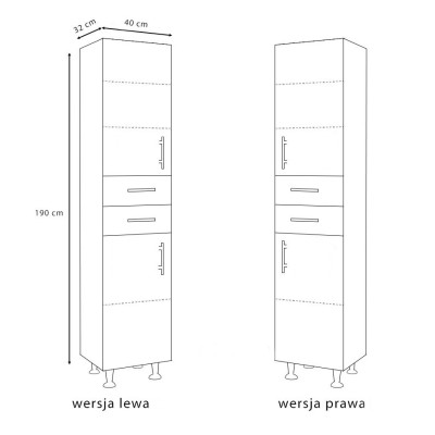 Słupek łazienkowy biały lakierowany szerokość 40 cm