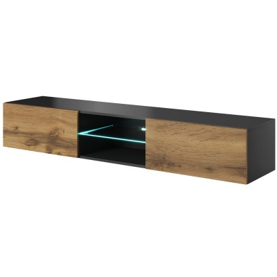 Szafka rtv wisząca 180cm LIVO RTV 180W antracyt + dąb votan Halmar