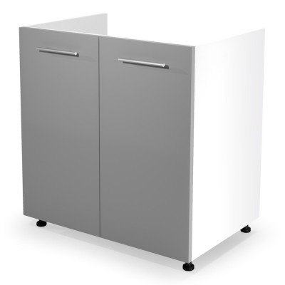 Szafka zlewozmywakowa 80cm VENTO jasny popiel połysk