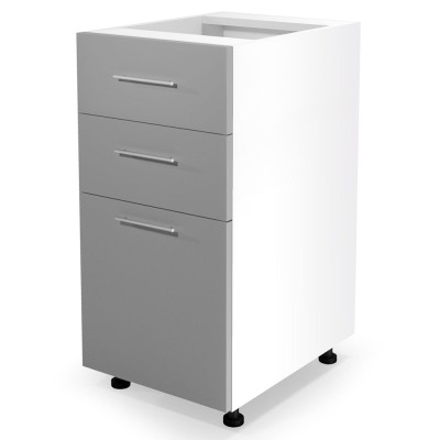 Szafka kuchenna z szufladami 40cm Vento D3S-40/82 jasny popiel połysk Halmar