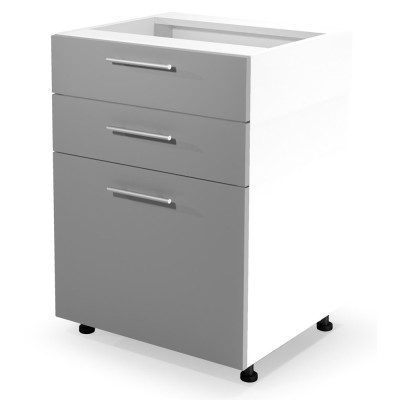 Szafka kuchenna z szufladami 60cm VENTO D3S-60/82 jasny popiel połysk Halmar