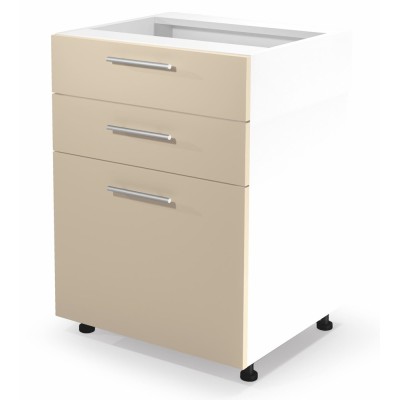 Szafka kuchenna z szufladami 60cm VENTO D3S-60/82 beżowy połysk Halmar