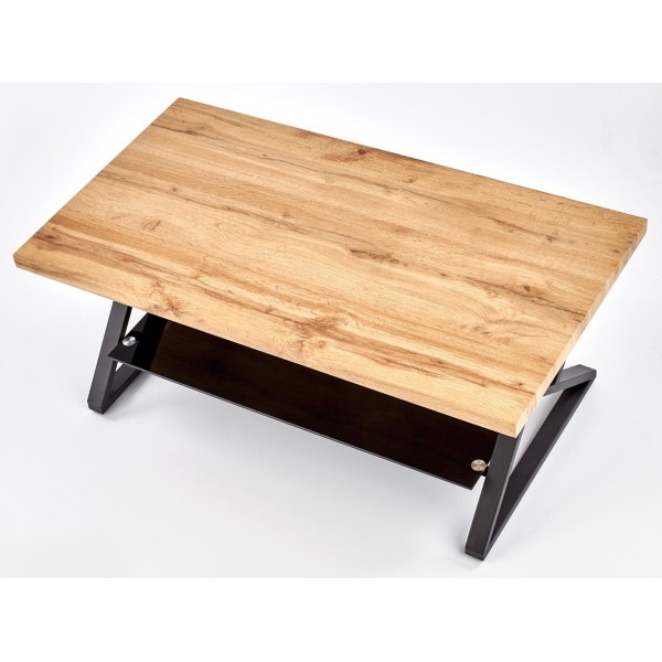 Ława industrialna loft 110x60cm XENA czarny + dąb Halmar
