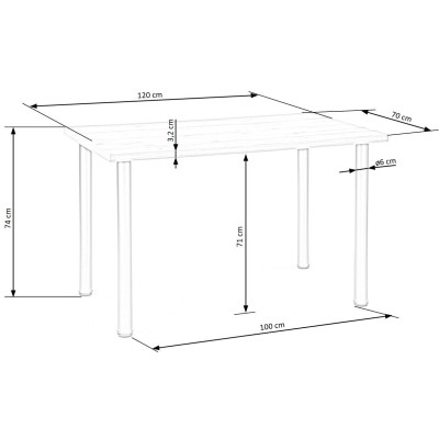 Stolik kuchenny czarny 120x60cm MODEX 2 antracyt + czarny