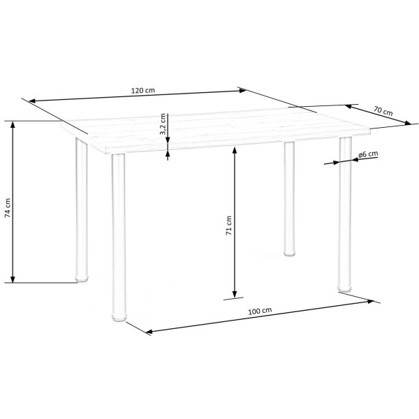Stolik do kuchni 120x60cm MODEX 2 dąb sonoma + czarny