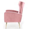 Różowy fotel welurowy VARIO
