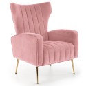 Różowy fotel welurowy VARIO Halmar
