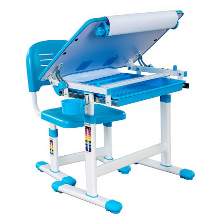 Biurko regulowane dla dzieci Bambino niebieskie z krzesełkiem
