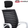 Klasyczny fotel obrotowy z zagłówkiem SOCKET biało-czarny