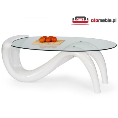 Nowoczesna szklana ława CORTINA biały połysk