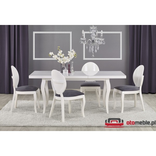 Biały rozkładany stół vintage MOZART 140x80cm HALMAR