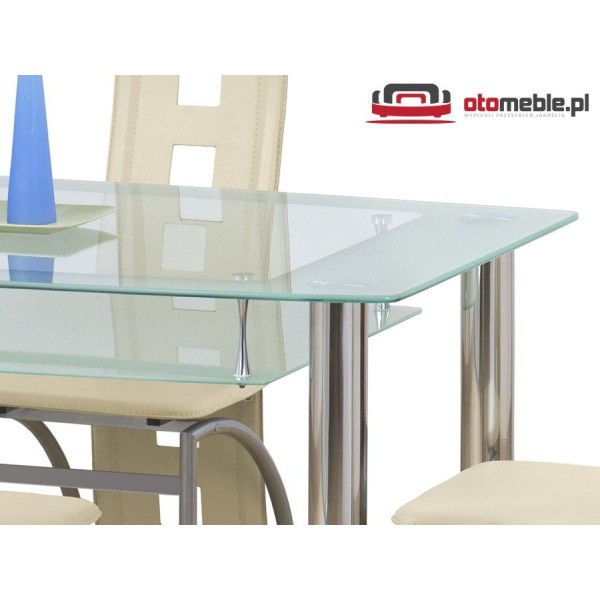 Nowoczesne szklane stoły 150x90cm CRISTAL mleczny HALMAR