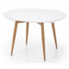 Rozkładany stół z lakierowanym blatem EDWARD 120x100cm biały + dąb miodowy Halmar