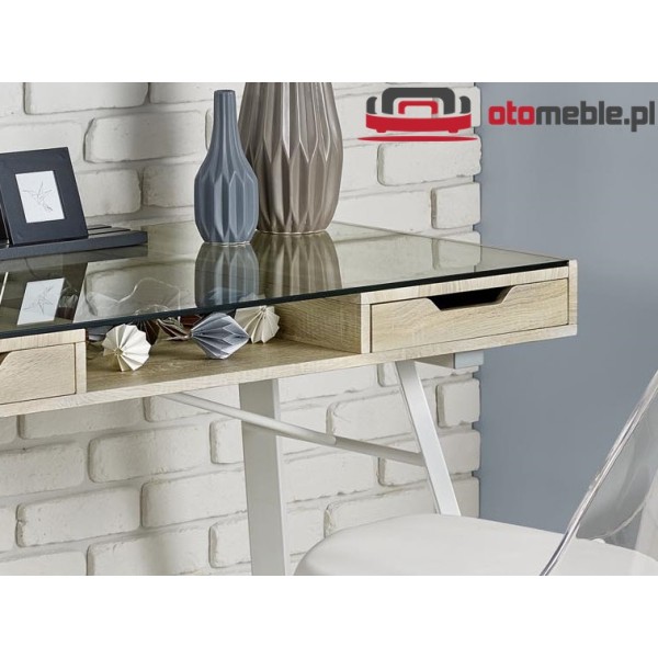Biurko retro design B33 dąb sonoma-biały Halmar