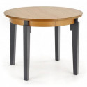 Okrągły drewniany stół rozkładany 100cm SORBUS dąb miodowy + grafitowy Halmar