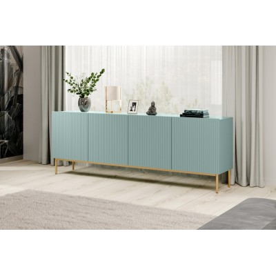 Komoda Nicole 200 cm - szałwia MDF / złote nóżki