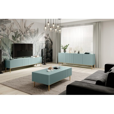 Komoda RTV LIZARD 200 cm szałwia + złote nóżki