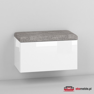 Wisząca szafka na buty z siedziskiem 60cm biała na wysoki połysk