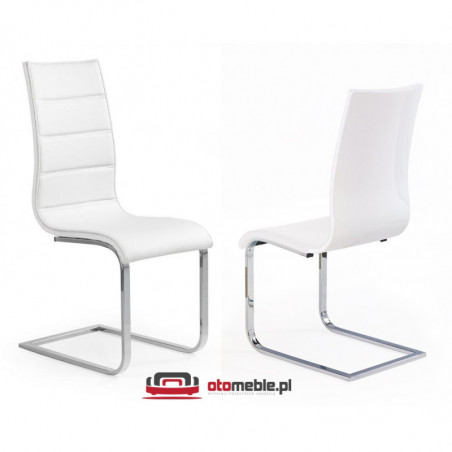 Krzesło na płozach czarna ekoskóra + biały lakierowany tył