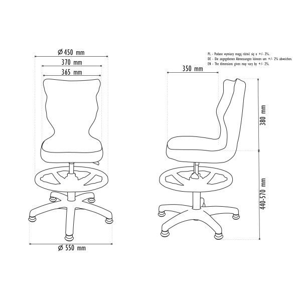 Ergonomiczny fotel młodzieżowy szary Petit Czarny VS03 rozmiar 4