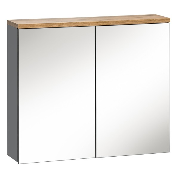 Szafka łazienkowa z lustrem 60 cm szary grafit połysk BALI 840
