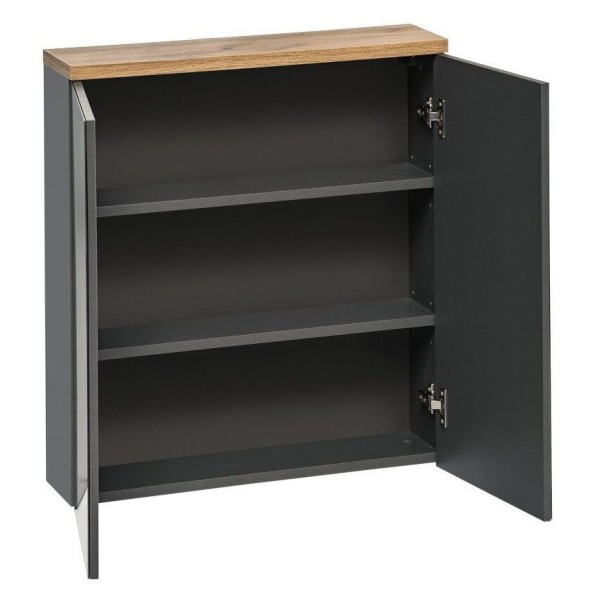 Szafka łazienkowa z lustrem 60 cm szary grafit połysk BALI 840