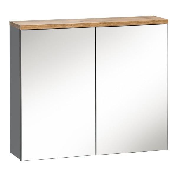 Szafka łazienkowa z lustrem 80 cm szary grafit połysk BALI 841