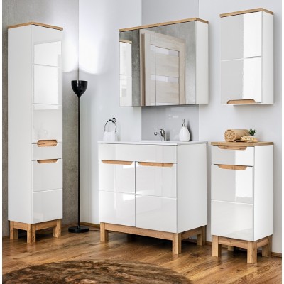 Szafka łazienkowa wisząca z lustrem 60 cm BALI WHITE 840