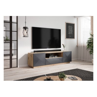 Szafka pod telewizor ASHA 167cm - dąb artisan + rivier stone mat