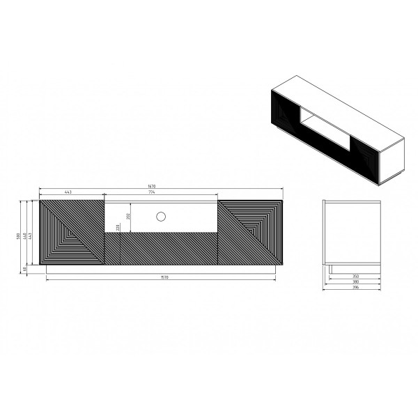 Szafka pod telewizor ASHA 167cm - dąb artisan + rivier stone mat