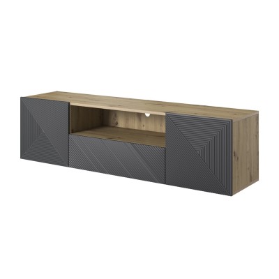 Wisząca szafka pod telewizor ASHA 167cm dąb artisan + rivier stone mat