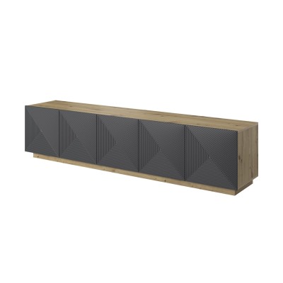 Szafka rtv 200 cm stojąca ASHA dąb artisan + rivier stone mat